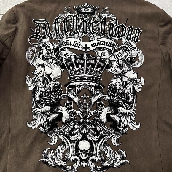 VTG Affliction Red Label Premium Men's Goth Blazer Jacket XL 48-50 Graphic RARE - Picture 11 of 14